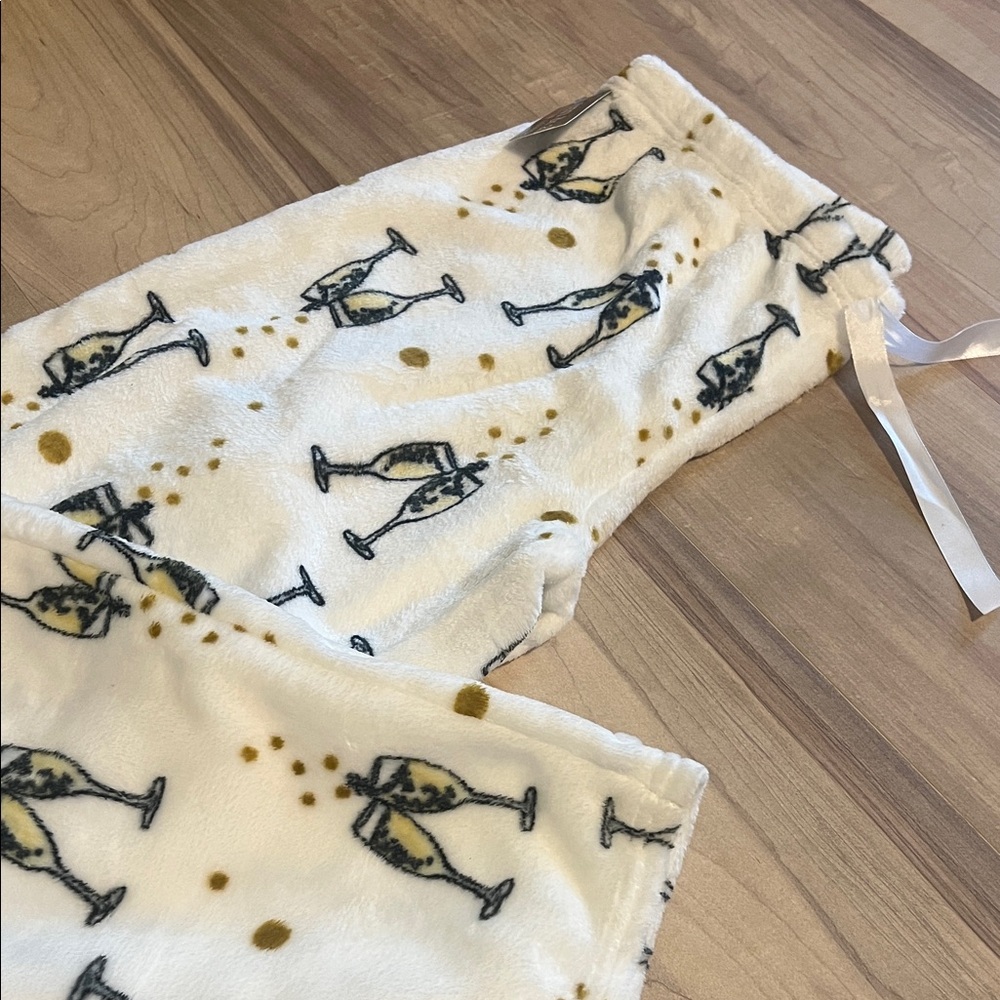 Champagne Print Fleece Pajama Pants
